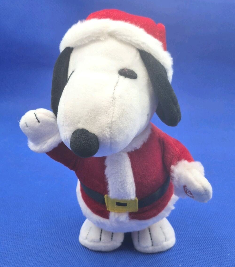 Gemmy Dancing Musical Plush Snoopy Santa 9" Peanuts Worldwide WORKS